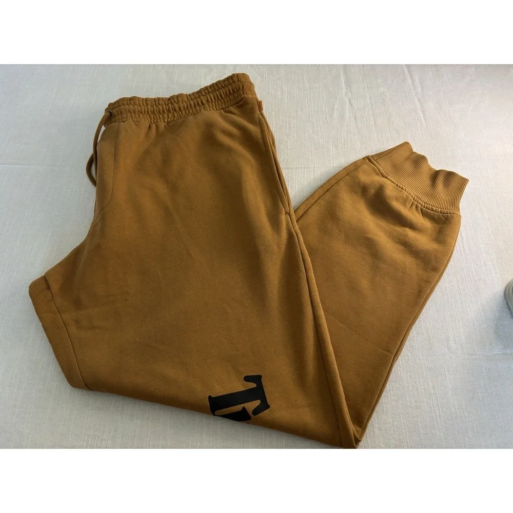 Mens Timberland Wheat Joggers Brown Graphic Logo Tan Sweatpants Size XXL